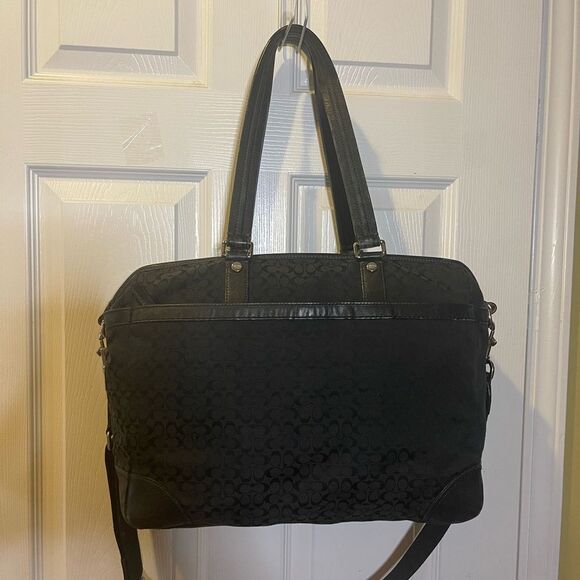 Coach Black Fabric logo &  leather trims  Detachable Strap. Large diaper bag - Picture 3 of 16